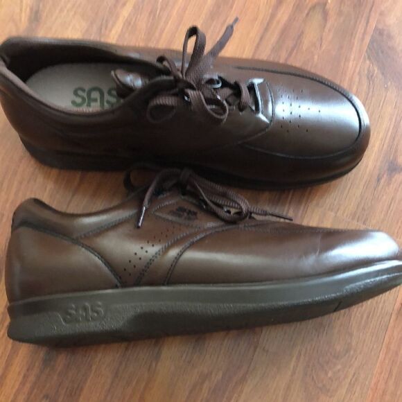 New SAS genuine leather hand crafted brown comfort shoes 11 WW - Picture 3 of 10